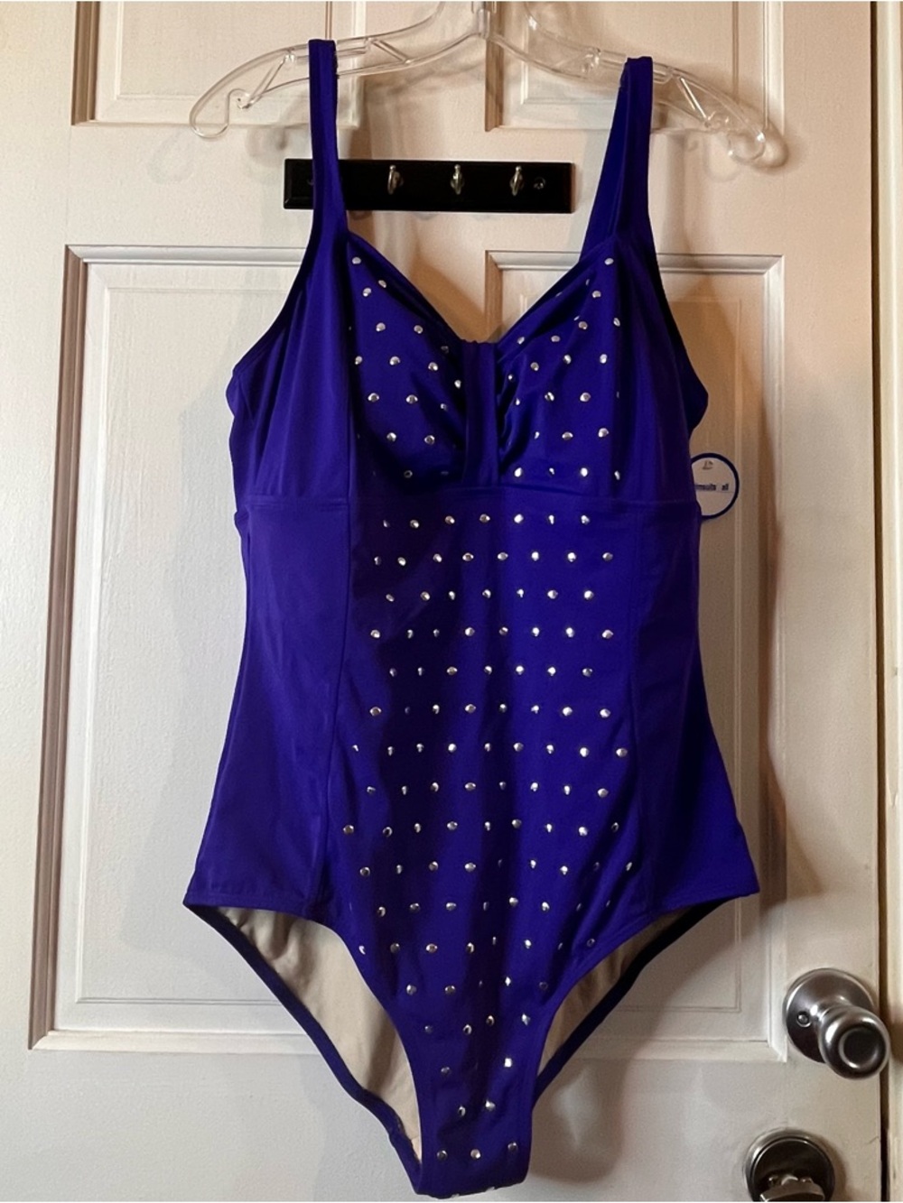 Women's Embellished Purple One-Piece Swimsuit with Built-In Support